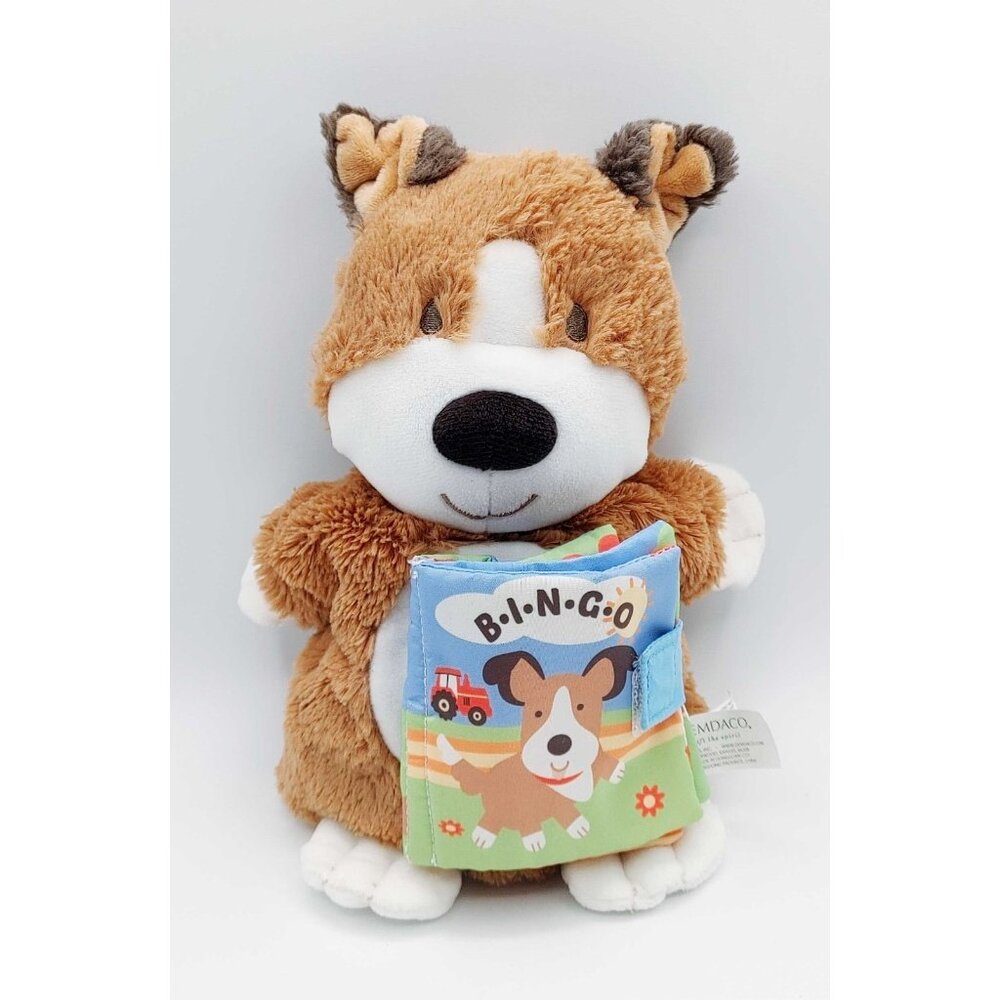 Demdaco Bingo Puppy Tan Dog Hand Puppet Plush 10" With Book Stuffed Animal Toy